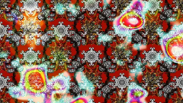 Raster illüstrasyonu. Renklerle. Renkler üzerinde papatya deseni.