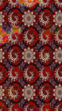 Tomurcukları papatya çiçekleri olan sevimli bir çiçek deseni. Miles Fleur, süslü püslü bir süs. Kumaş, tekstil, duvar kağıdı baskısı için. Eski usul. Eskiz geçmişi. Raster illüstrasyonu.