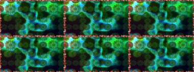 Raster illüstrasyonu. Çiçekli güzel suluboya desen. Yeşil ve mavi renklerde.