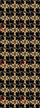 Siyah renkler üzerine çiçek desenli eskiz, el yapımı papatyalar, papatyalar. Tekrarlayan çiçek arkaplanı, zarif siyah çiçekler duvar kağıdı..