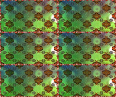 Çiçeksiz desenlerin resmi. Vadinin çiçekleri yeşil ve kahverengi renklerde.