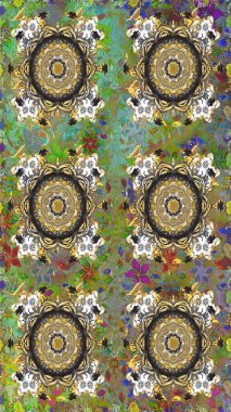 Paisleys zarif çiçek desenli dikdörtgen arka plan duvar kâğıdı illüstrasyonlu klasik stil, modern 3D çizgili sanat altın ve gri desenli çiçek yaprakları ve süslemeleri..