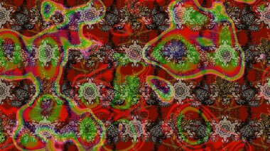 Tropik çiçekler. Kahverengi ve kırmızı renkte çiçekler. Gömlek çizimi Arkaplan Deseni.