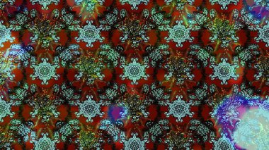 Çocuksu tasarım. Kahverengi ve kırmızı arka planda. Elle çizilmiş çiçek desenli Raster çizimi. Tekstil, kumaş, ambalaj, hatıra defteri için güzel çiçek arkaplanı..