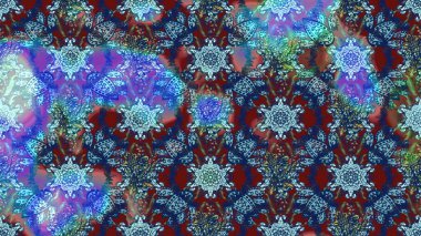 Raster suluboya çiçek deseni, narin çiçekler, mavi ve kırmızı çiçekler, tebrik kartı şablonu. Raster Güzel kumaş deseni.