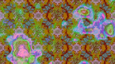 Renkli Bahar Teması eskiz kalıbı. Raster illüstrasyonundaki çiçek desenli çizim. Güzel kumaş deseni. Düz Çiçek Elementleri Tasarımı.