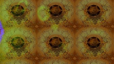 Tekstil için suluboya eskiz deseni. El çizimi çiçek çizimi deseni (fayans). Şirin çiçekli, desenli, kahverengi ve yeşil renkli çizim deseni.