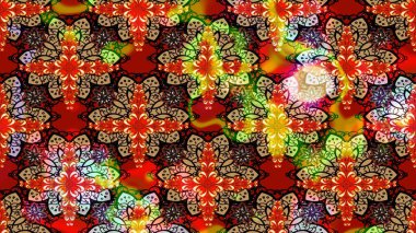 Raster illüstrasyonu. Eskiz arkaplan modeli. Kırmızı ve siyah renklerde yaprakları olan yabani çiçekler. Suluboya, elle çizilmiş.