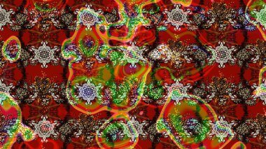 Kahverengi ve kırmızı renkte çiçekler. Düz Çiçek Elementleri Tasarımı. Renkli Bahar Teması eskiz kalıbı. Raster illüstrasyonunda çiçek deseni çizimi.