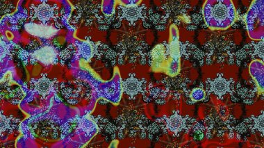 Düz Çiçek Elementleri Tasarımı. Sevimli çiçek raster deseni. Renkli Bahar Teması eskiz kalıbı. Kırmızı ve gri renkte çiçekler.