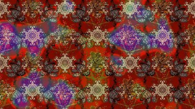 Suluboya etkisi. Raster deseni. Organik elementler. Botanik çizim deseni.