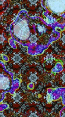 Mavi ve kahverengi renkte çiçekler. Raster illüstrasyonunda çiçek deseni çizimi.