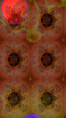 Çiçekli eskiz çizimi. Kahverengi ve kırmızı renkte çiçekler. Renkli Yaz Temalı eskiz kalıbı. Düz Çiçek Elementleri Tasarımı.