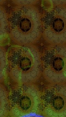 Çiçek süslemeli çizim deseni. Raster illüstrasyonu. Kahverengi ve yeşil renkte çiçekler.