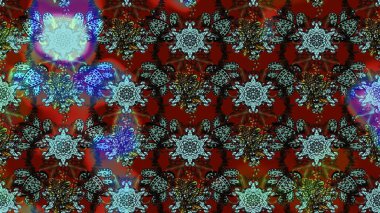 Raster Modaya uygun kumaş deseni. Kahverengi ve mavi renkli şirin çiçek desenleri. Renkli Bahar Teması eskiz kalıbı. Düz Çiçek Elementleri Tasarımı.