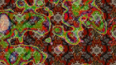 Nazik, yaz çiçekleri kahverengi ve kırmızı renklerde. Raster illüstrasyonu. Raster deseni. Küçük çiçekte sevimli çiçek deseni var..