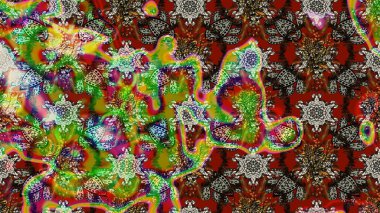 El çizimi Raster çizimi. Çizim çiçek deseni duvar kağıdı, web sitesi arka planı, ambalaj kağıdı, davetiye, broşür, afiş veya web sitesi için kullanılabilir. Parlak elementlerin.