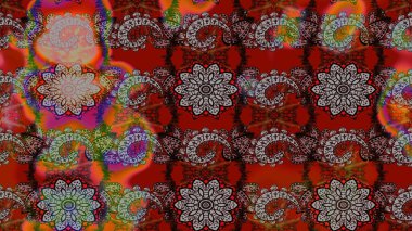 Çiçekler. Soyut etnik raster çizim kalıbı. Vadinin renkleri.