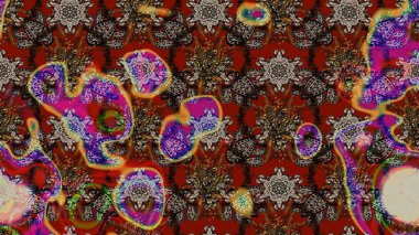 Asyalı tekstil renkleri. Çiçek desenli çizim. Raster illüstrasyonu.