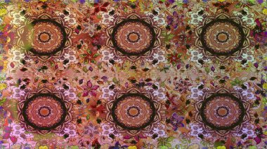 Kahverengi renklerde, altın elementlerle kusursuz desen. Kusursuz altın desen. Raster doğulu süsü.