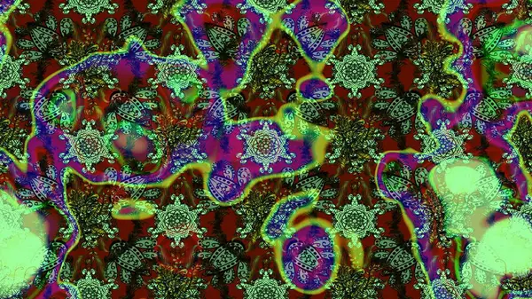 Modern çiçek arkaplanı. Moda baskıları için zarif bir şablon. Halk tarzı. Parlak renkli çiçekleri ve yeşil, kahverengi ve gri renkte yaprakları olan muhteşem bir çiçek deseni..