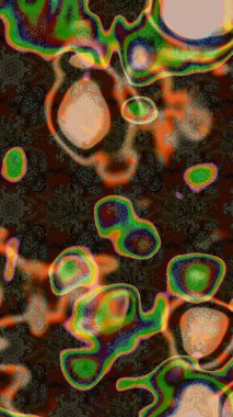 Raster illüstrasyonu. Kahverengi, gri ve yeşil renklerde zarif çiçekli suluboya. Renkli Bahar Teması eskiz kalıbı. Düz Çiçek Elementleri Tasarımı.