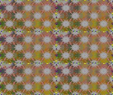 Kusursuz çiçek deseni. Asya tekstil tarzında. Raster illüstrasyonu. Raster illüstrasyonu. Kahverengi ve gri renkte çiçekler.