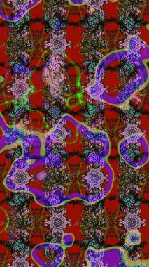 Kırmızı ve kahverengi renkte çiçekler. Düz Çiçek Elementleri Tasarımı. Renkli Bahar Teması eskiz kalıbı. Raster illüstrasyonunda çiçek deseni çizimi.