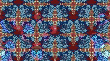 Düz Çiçek Elementleri Tasarımı. Mavi ve kırmızı renkte çiçekler. Çiçekli eskiz çizimi. Renkli Yaz Teması çizim şablonu.