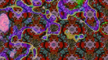 Raster deseni. Karalama çiçekleri çizim kalıbı. Sanat ilham verici ve kırmızı stil çiçekler ve arka plan bırakır. Kahverengi ve kırmızı el çizimi desen.