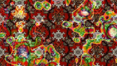 Suluboya çiçekli çiçek deseni. Kahverengi ve kırmızı renklerde güzel bir tekstil. Raster illüstrasyonu.