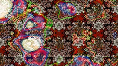 Çizgi çizimi kalıbı. Şirin çiçekler. Raster Moda kumaş deseni.