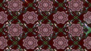 Raster deseni. Kahverengi renklerde bahar çiçekleri. Patlayan çiçekler soyut olarak yerleştirilmiş. Raster illüstrasyonu.