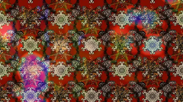 Renkli Bahar Teması eskiz kalıbı. Raster illüstrasyonundaki çiçek desenli çizim. Düz Çiçek Elementleri Tasarımı. Süslü kumaş deseni.