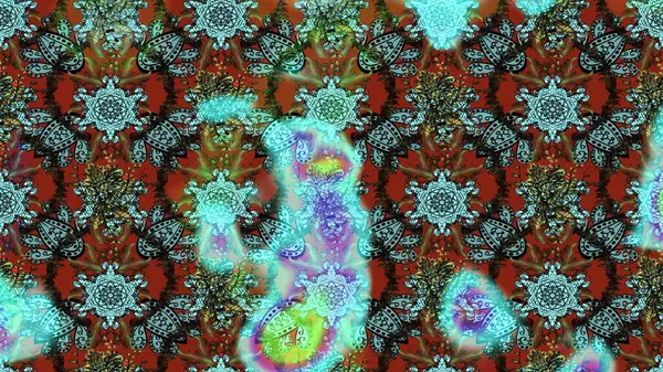 Mavi ve kahverengi renkte çiçekler. Raster illüstrasyonunda çiçek deseni çizimi.