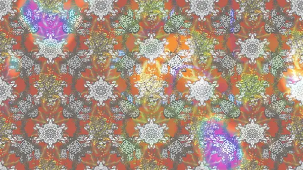 Moda baskıları için zarif bir şablon. Modern çiçek arkaplanı. Halk tarzı. Parlak renkli çiçekleri olan ve gri ve nötr renklerde yaprakları olan inanılmaz bir çiçek deseni..