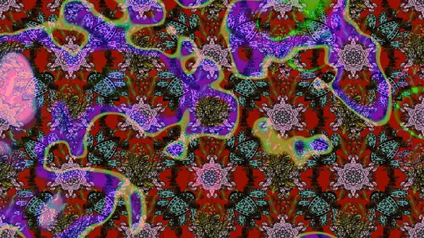 Raster deseni. Karalama çiçekleri çizim kalıbı. Sanat ilham verici ve kırmızı stil çiçekler ve arka plan bırakır. Kahverengi ve kırmızı el çizimi desen.