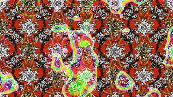 Parmak izi, kumaş, duvar kâğıdı, tekstil için raster dokusu. Renkli grunge, soyut arkaplanı kologri ve kahverengi çiçeklerle süslüyor. Nakış desenli çiçek deseni..