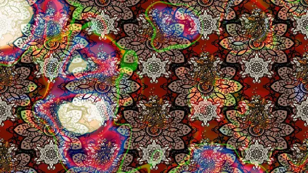 Çizgi çizimi kalıbı. Şirin çiçekler. Raster Moda kumaş deseni.