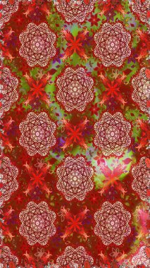 Güzel kumaş deseni. Raster suluboya deseni, narin çiçekler, kırmızı ve kahverengi çiçekler, tebrik kartı şablonu..