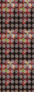 Tomurcukları papatya çiçekleri olan sevimli bir çiçek deseni. Miles Fleur, süslü püslü bir süs. Eski usul. Eskiz geçmişi. Kumaş, tekstil, duvar kağıdı baskısı için. Raster illüstrasyonu.