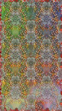 Vadinin çiçekleri kahverengi ve gri renklerde. Soyut etnik raster kusursuz desen. Çiçekler..