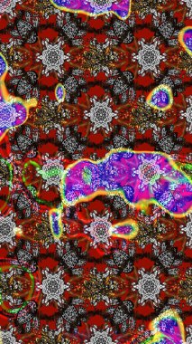 Çiçekli karalama şeklinde Raster çiçek deseni. Gri, kahverengi ve kırmızı renkte çiçekler. Yumuşak, bahar çiçekli arka plan.