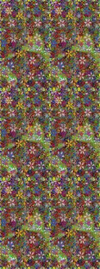 Çiçeksiz desenli nakış işlemeli gelincikler ve vadideki zambaklar. Tekstil tasarımı için geleneksel Raster çiçek buketi yeşil ve kahverengi renkler.