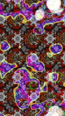 Moda baskıları için zarif bir şablon. Halk tarzı. Modern çiçek arkaplanı. Parlak renkli çiçekleri ve gri ve kahverengi renkte yaprakları olan muhteşem bir çiçek deseni..