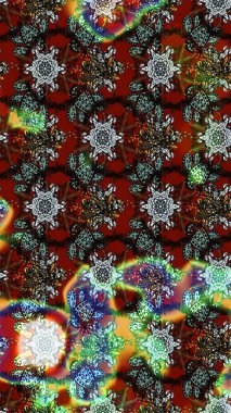 Yatak çarşafları, ceket, paket tasarımı, kumaş ve moda kavramları için tekstil baskısı. Çiçekleri, deniz kabukları, mandalaları ve suluboya efektleriyle donanma geçmişi. Çizim kalıbı etnik tasarım.