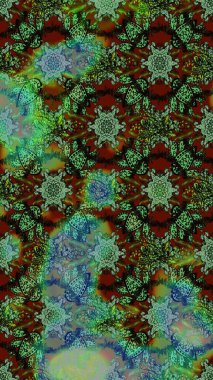 Suluboya çizim kalıbı. Çiçekler suluboya tarzında yeşil ve kahverengi renklerde. Çiçek izi.