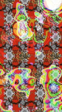 Çiçek desenli raster, nötr ve kırmızı çizgi grafik desenli soyut raster arkaplan. Modern stil dokusu.