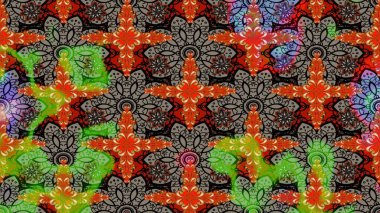 Renkli Bahar Teması eskiz kalıbı. Düz Çiçek Elementleri Tasarımı. Raster..