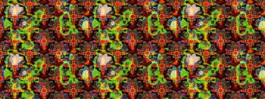 El çizimi. Raster illüstrasyonu. Çiçekler, dallar, bitkiler ve çiçekler. Güzel kumaş deseni.